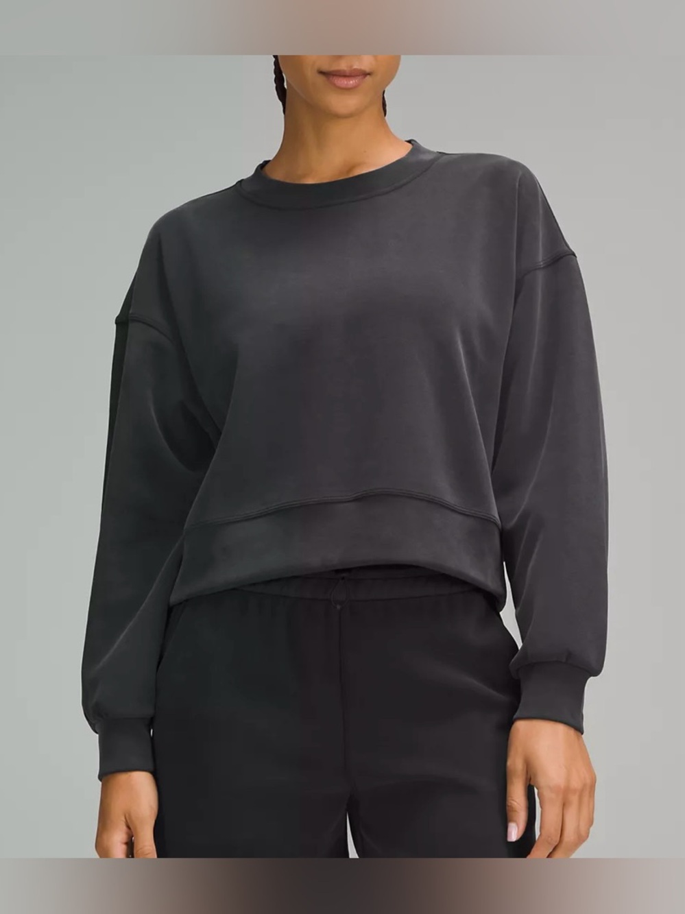 Lululemon Perfectly Oversized Cropped Softstreme Sweatshirt In Black Size 8